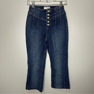 We The Free CRVY Jeans Women 24 Blue Altered Button Dart Midrise No Pockets Crop